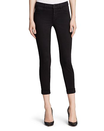 J Brand - Luxe Sateen Anja Cuffed Crop Jeans in Black