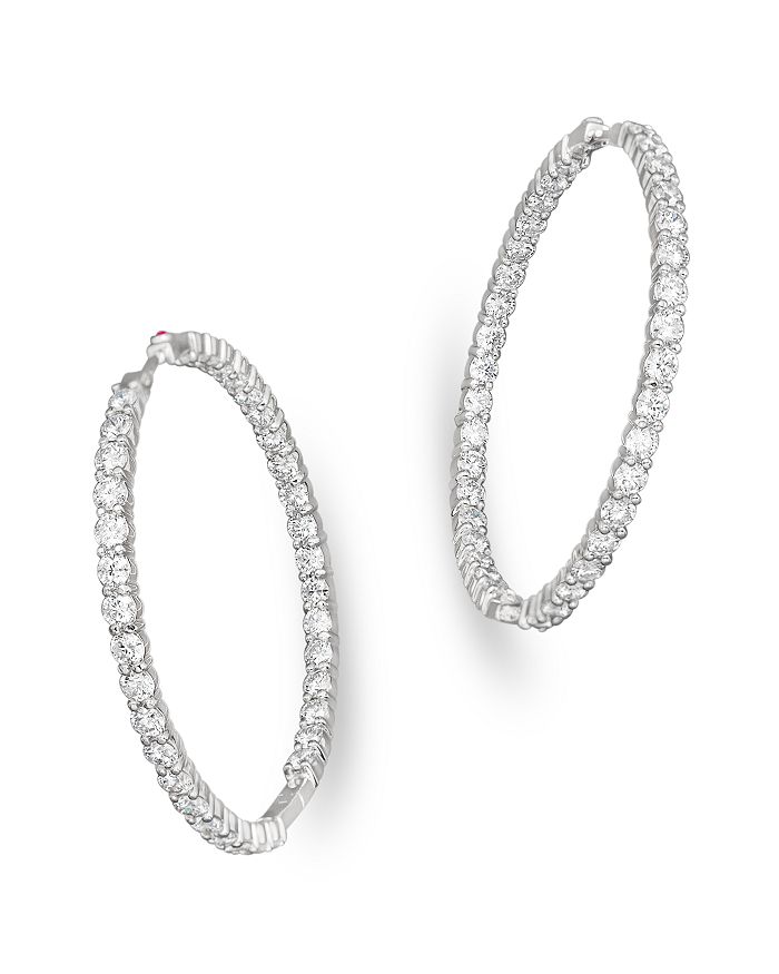 Shop Roberto Coin 18k White Gold Large Diamond Inside Out Hoop Earrings