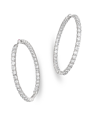 Roberto Coin 18K White Gold Large Diamond Inside Out Hoop Earrings