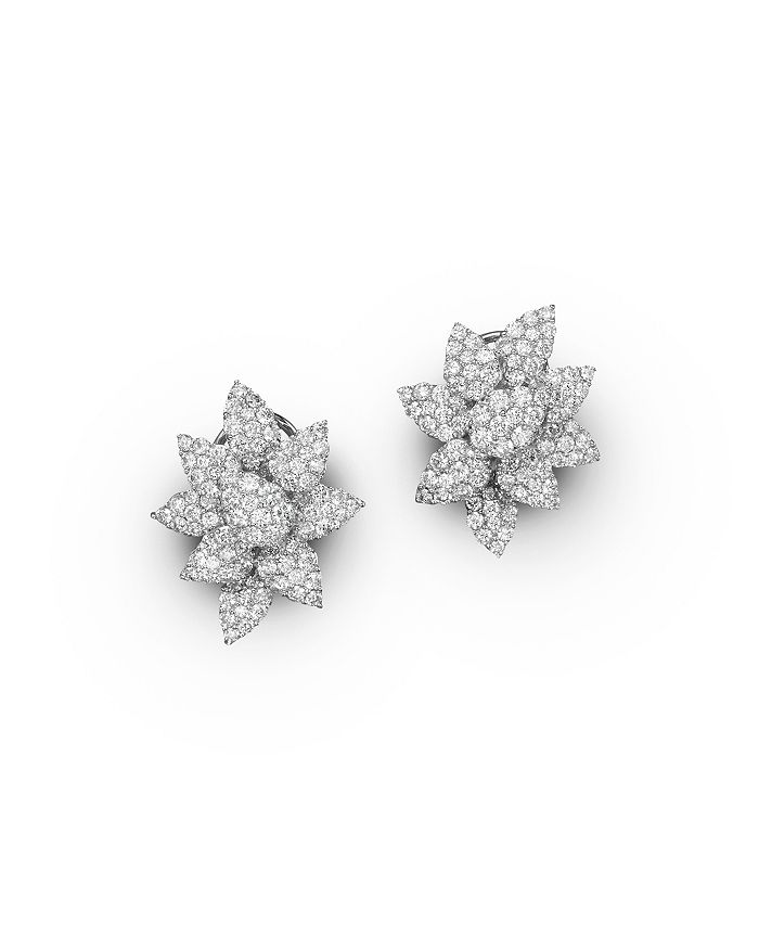 Bloomingdale's Diamond Cluster Flower Stud Earrings In 14k White Gold, 3.50 Ct. T.w. - 100% Exclusive