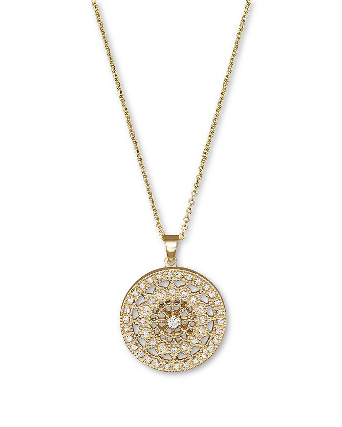 Bloomingdale's Diamond Medallion Pendant Necklace In 14k Yellow Gold,.25 Ct. T.w.