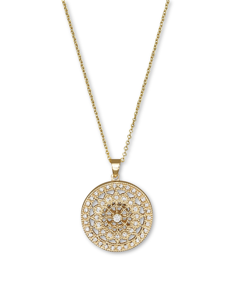 Diamond Medallion Pendant Necklace in 14K Yellow Gold, .25 tcw