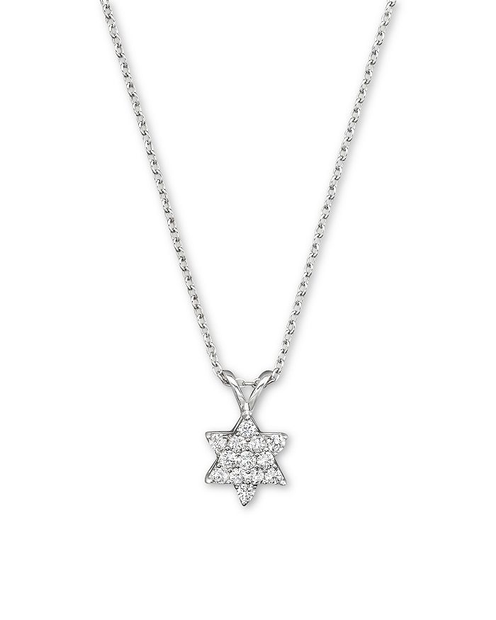 Bloomingdale's Diamond Star Of David Pendant Necklace In 14k White Gold, .25 Ct. T.w.