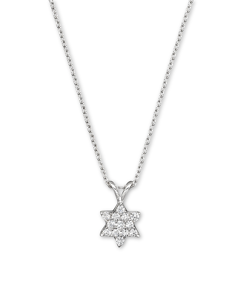Diamond Star of David Pendant Necklace in 14K White Gold, .25 tcw
