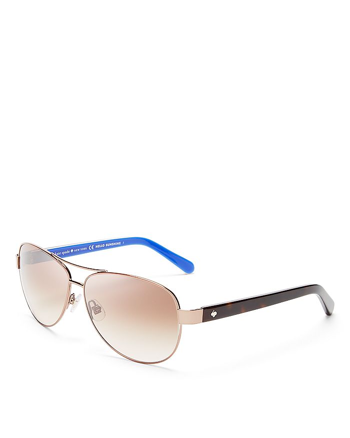 Shop Kate Spade New York Dalia Aviator Sunglasses, 58mm In Copper/tortoise/brown Gradient