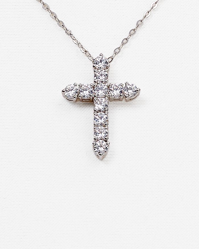 Shop Nadri Cross Pendant Necklace, 16 In Silver