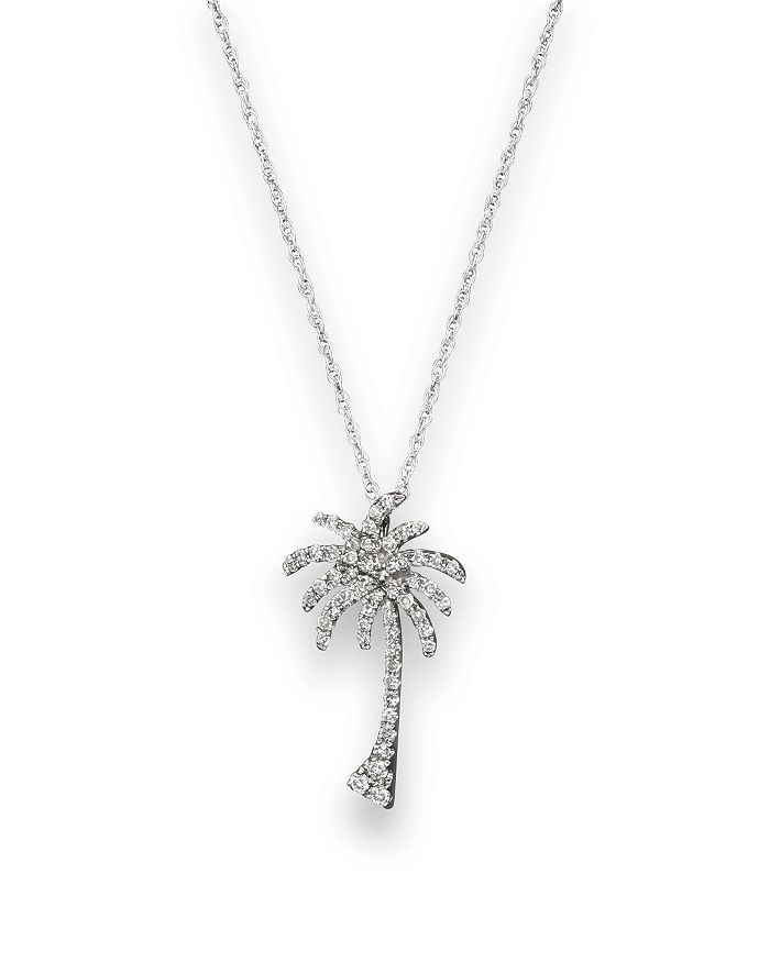 Bloomingdale's Diamond Palm Tree Pendant Necklace In 14k White Gold,.25 Ct. T.w. - 100% Exclusive