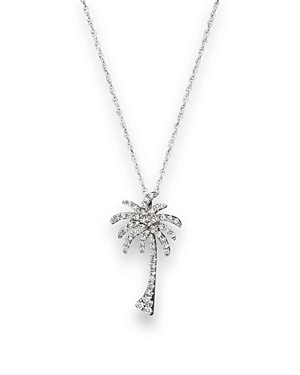 Diamond Palm Tree Pendant Necklace in 14K White Gold,.25 ct. t.w. - 100% Exclusive