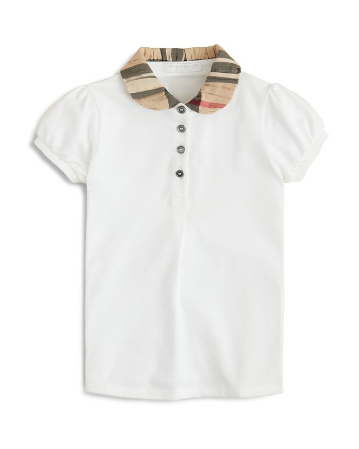 Burberry Girls Ruched Check Collar Polo Shirt Sizes 4 14 Bloomingdale s