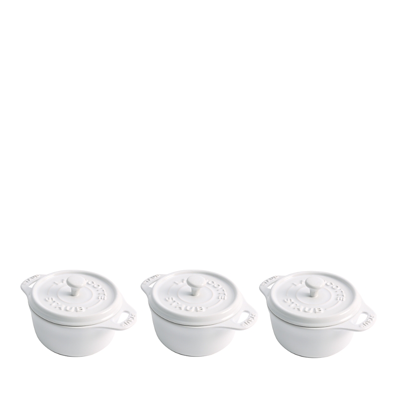 Staub 3-piece Mini Round Cocotte Set In White