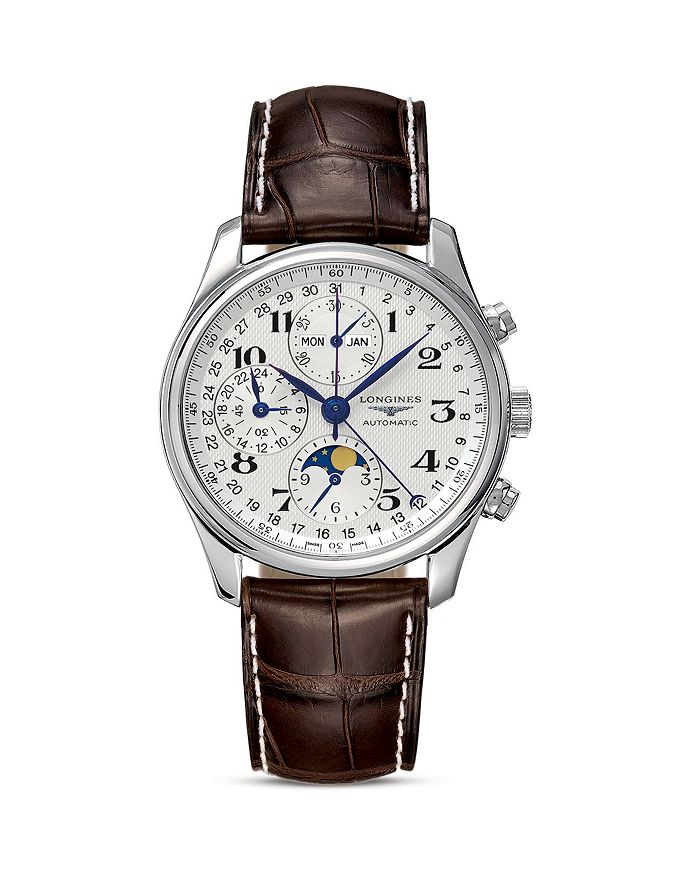 Shop Longines Master Collection Watch, 40mm In Silver/brown