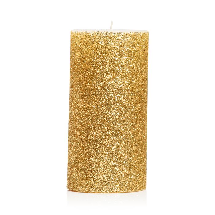 Bloomingdale's Gold Glitter Pillar Candle 100 Exclusive Bloomingdale's