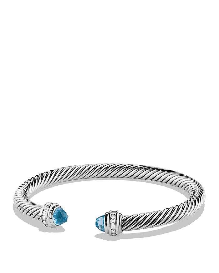 DAVID YURMAN CABLE CLASSICS BRACELET WITH BLUE TOPAZ AND DIAMONDS,B04182 SSABTDIM