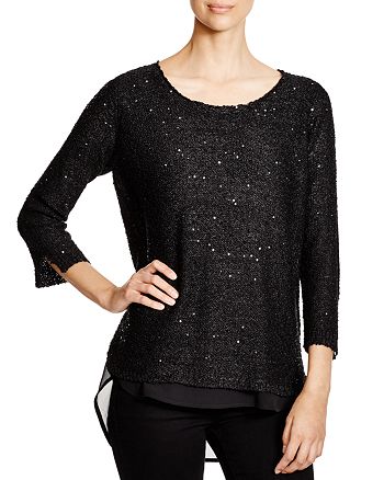 Sioni Mixed Media Sequin Sweater | Bloomingdale's