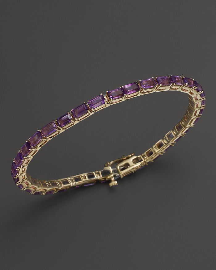 Bloomingdale's Amethyst Bracelet In 14k Yellow Gold - 100% Exclusive In Purple