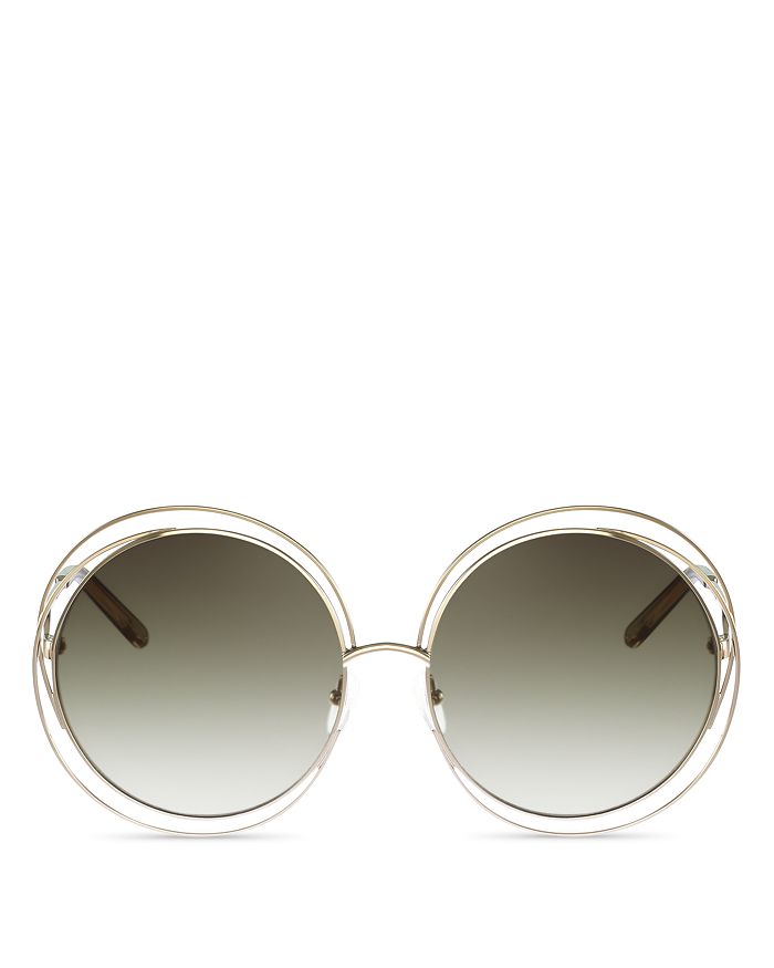 Chloé Women's Carlina Round Oversized Sunglasses, 62mm In Gold/green Gradient