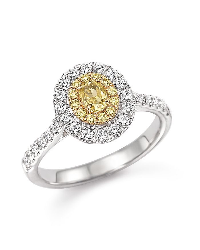 Bloomingdale's Yellow And White Diamond Oval Ring In 18k White And Yellow Gold In Multi/gold