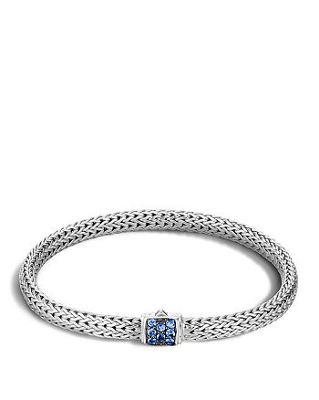 JOHN HARDY - Classic Chain Sterling Silver Lava Extra Small Bracelet with Blue Sapphires