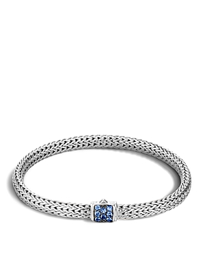 John Hardy Classic Chain Sterling Silver Lava Extra Small Bracelet with Blue Sapphires