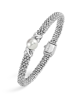 Lagos Sterling Silver Luna Caviar Bracelet with Cultured Freshwater Pearl