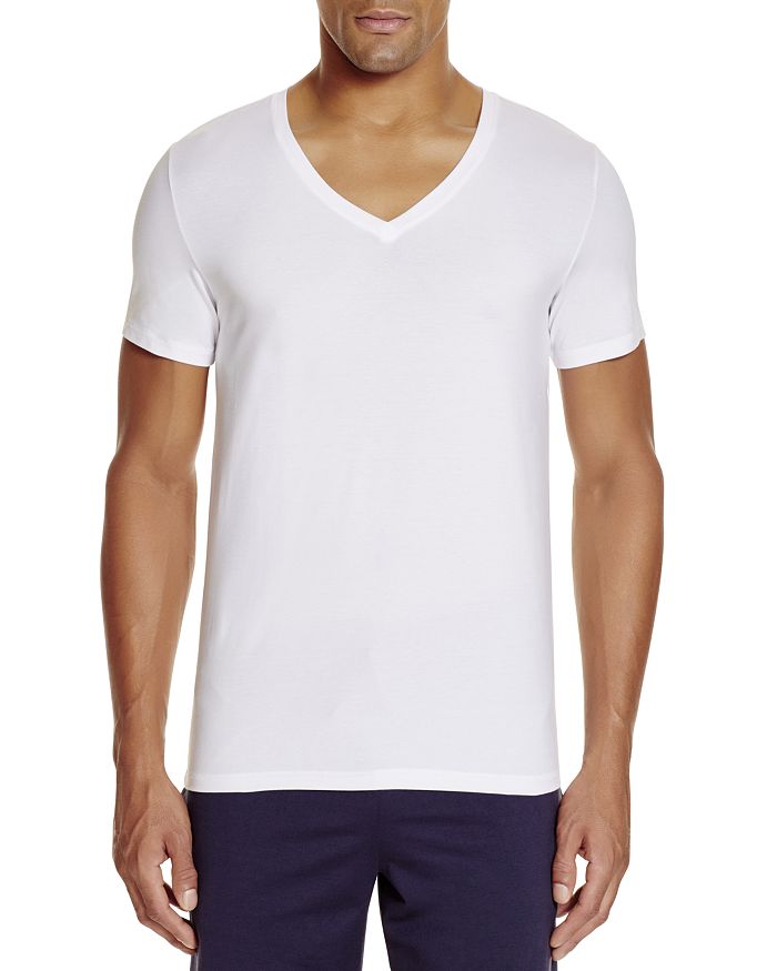 Shop Hanro Cotton Superior Short-sleeve V-neck In White