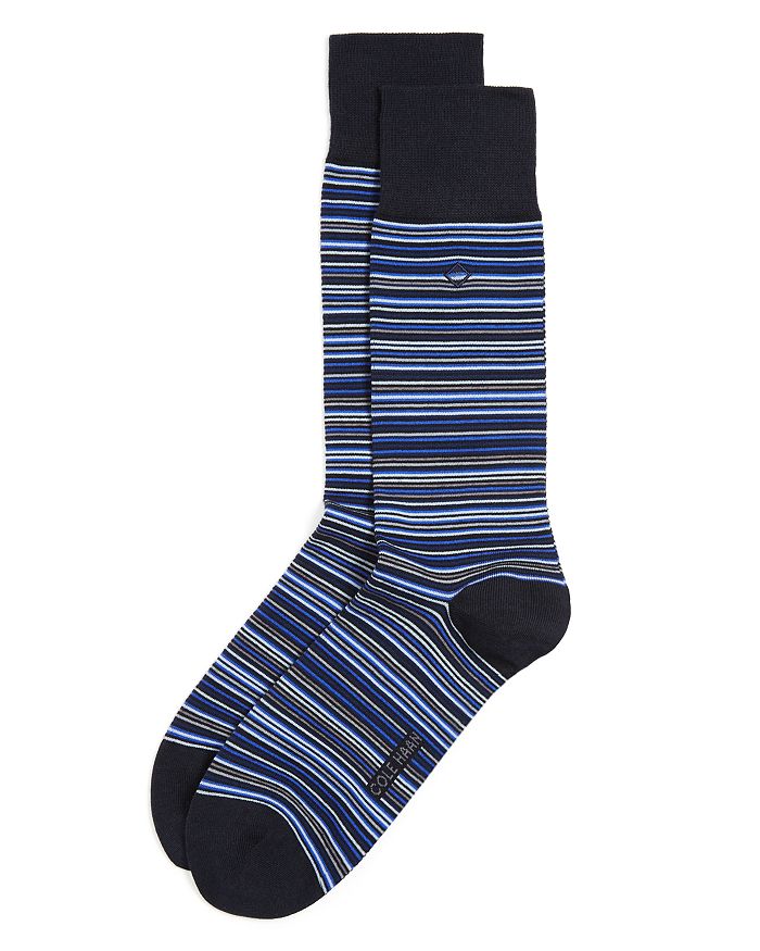 Cole Haan Men's Multi Stripe Crew Socks In Navy