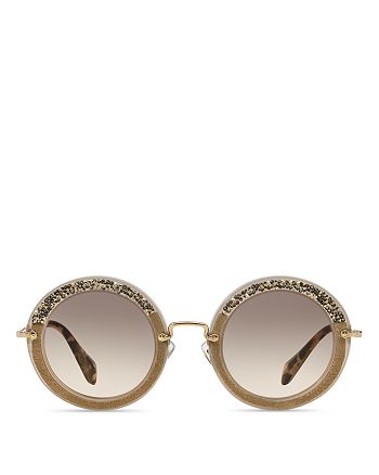 Miu Miu - Women's Glittering Round Sunglasses, 49mm