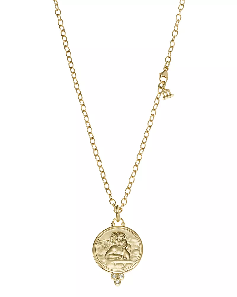 Temple St. Clair 18K Gold 21mm Angel Pendant with Diamonds