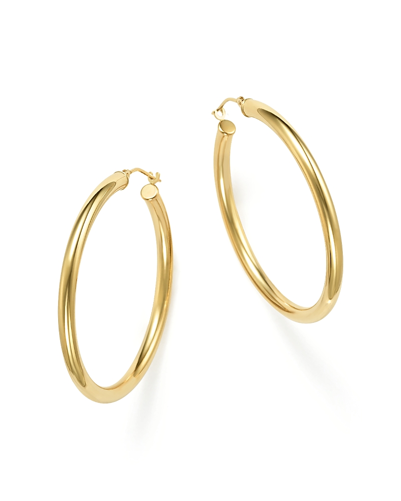 14K Yellow Gold Round Hoop Earrings
