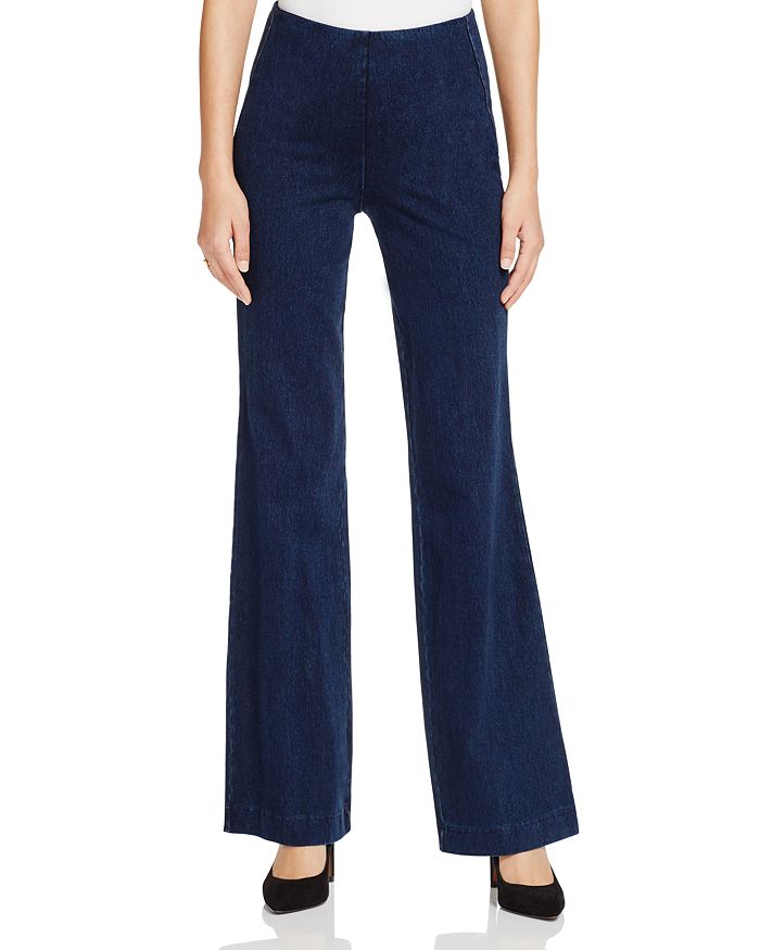 Shop Lyssé Flared Pull-on Jeans In Indigo