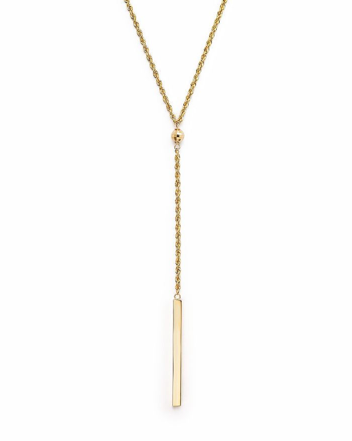 Bloomingdale's 14K Yellow Gold Rope Chain Bar Drop Necklace, 18