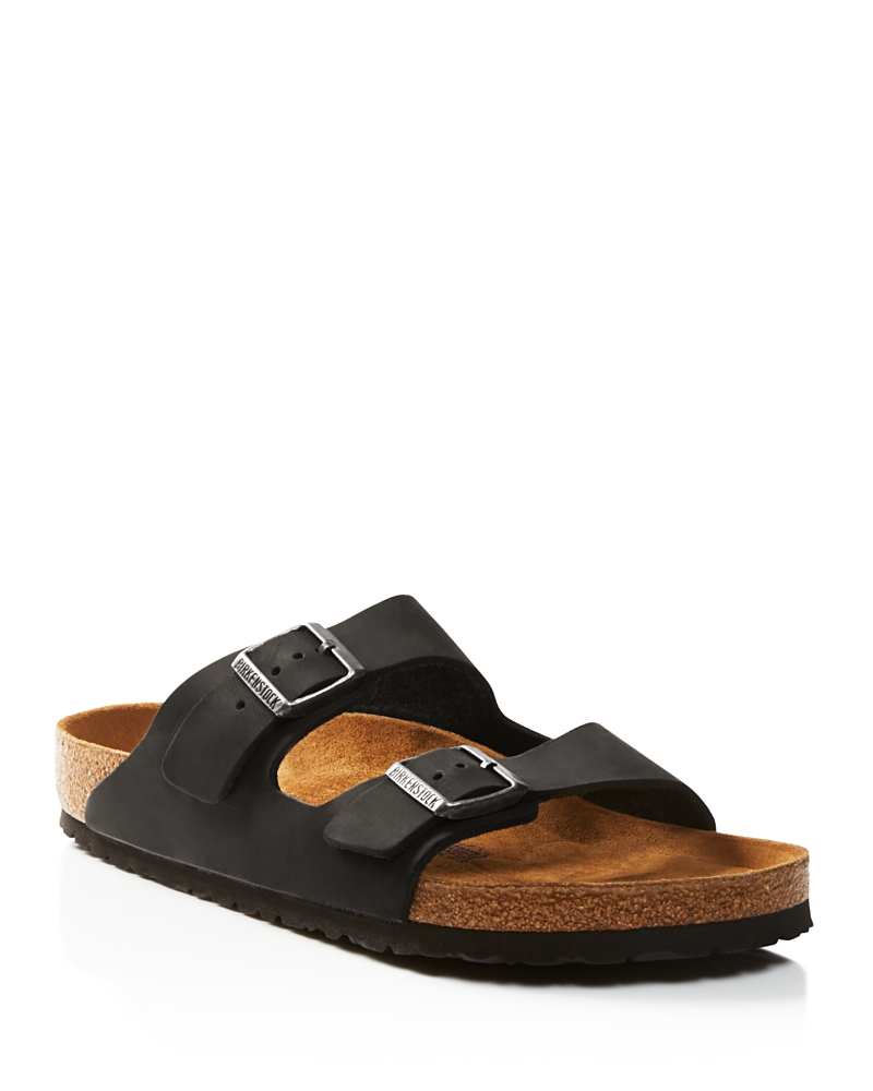 Birkenstock Men's Arizona Slide Sandals in Black/Dark Sand