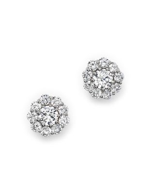 Bloomingdale's Fine Collection - Certified Diamond Halo Stud Earrings in 14K White Gold, 1.0 ct. t.w.&nbsp;- Exclusive