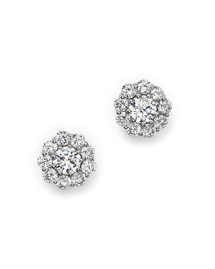 Bloomingdale's Certified Diamond Halo Stud Earrings In 14k White Gold, 1.0 Ct. T.w.
