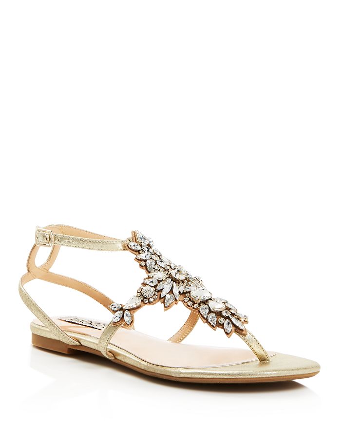 Badgley Mischka Cara II Embellished Flat Sandals | Bloomingdale's