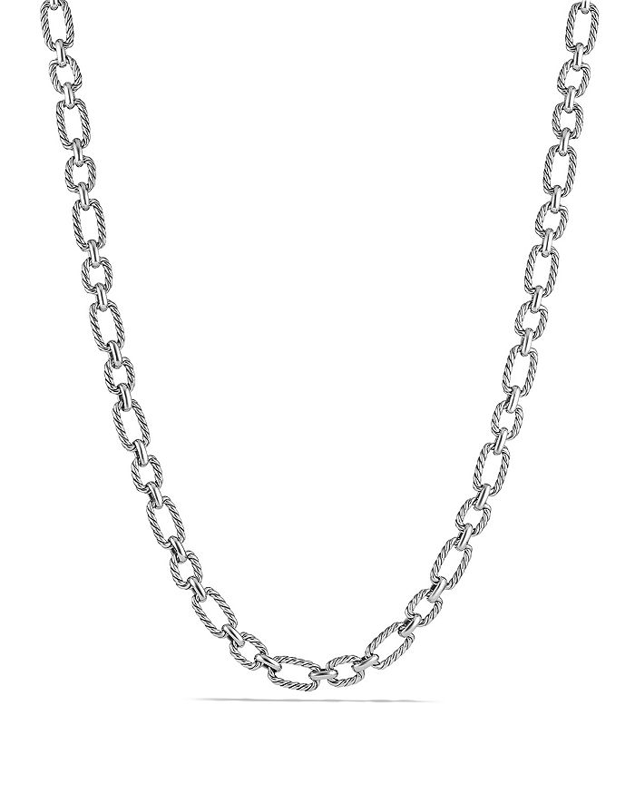 DAVID YURMAN CHAIN CUSHION LINK NECKLACE WITH BLUE SAPPHIRE IN STERLING SILVER,CH0397 SSABS18