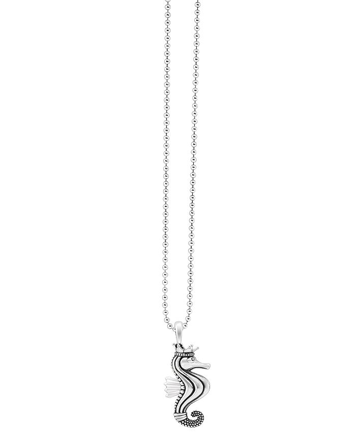 Shop Lagos Sterling Silver Rare Wonders Seahorse Pendant Necklace, 34