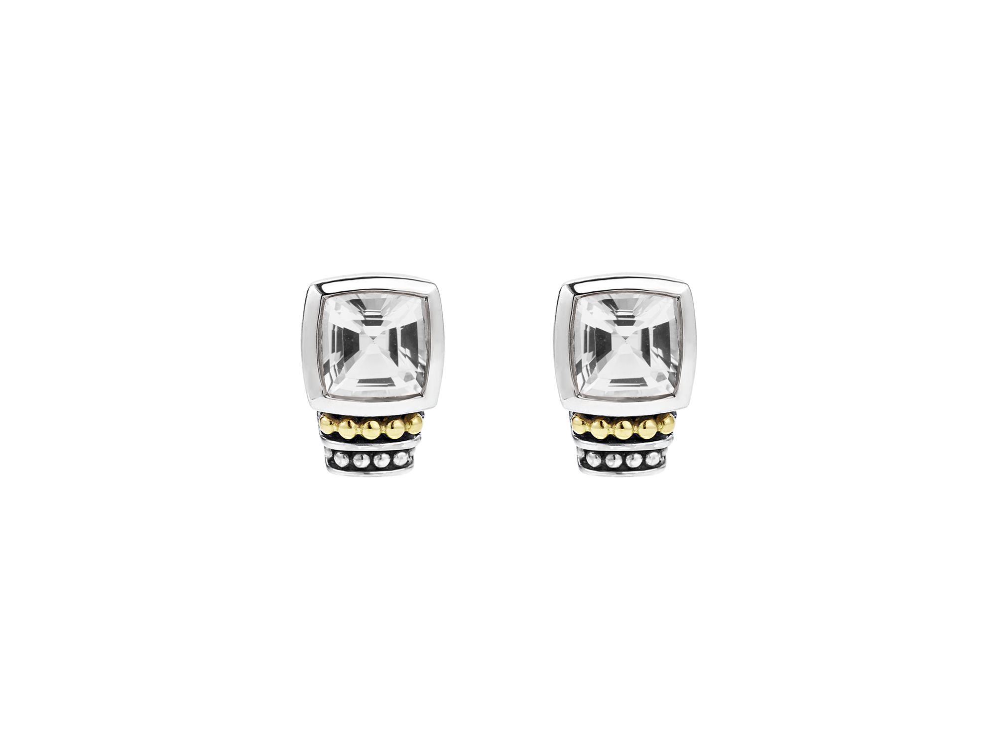 18K Gold and Sterling Silver Caviar Color Gemstone Stud Earrings — Image 9