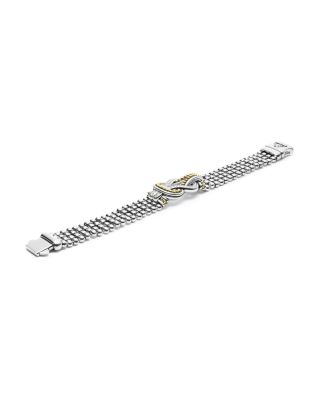 Sterling Silver and 18K Gold Newport Diamond Caviar Bracelet