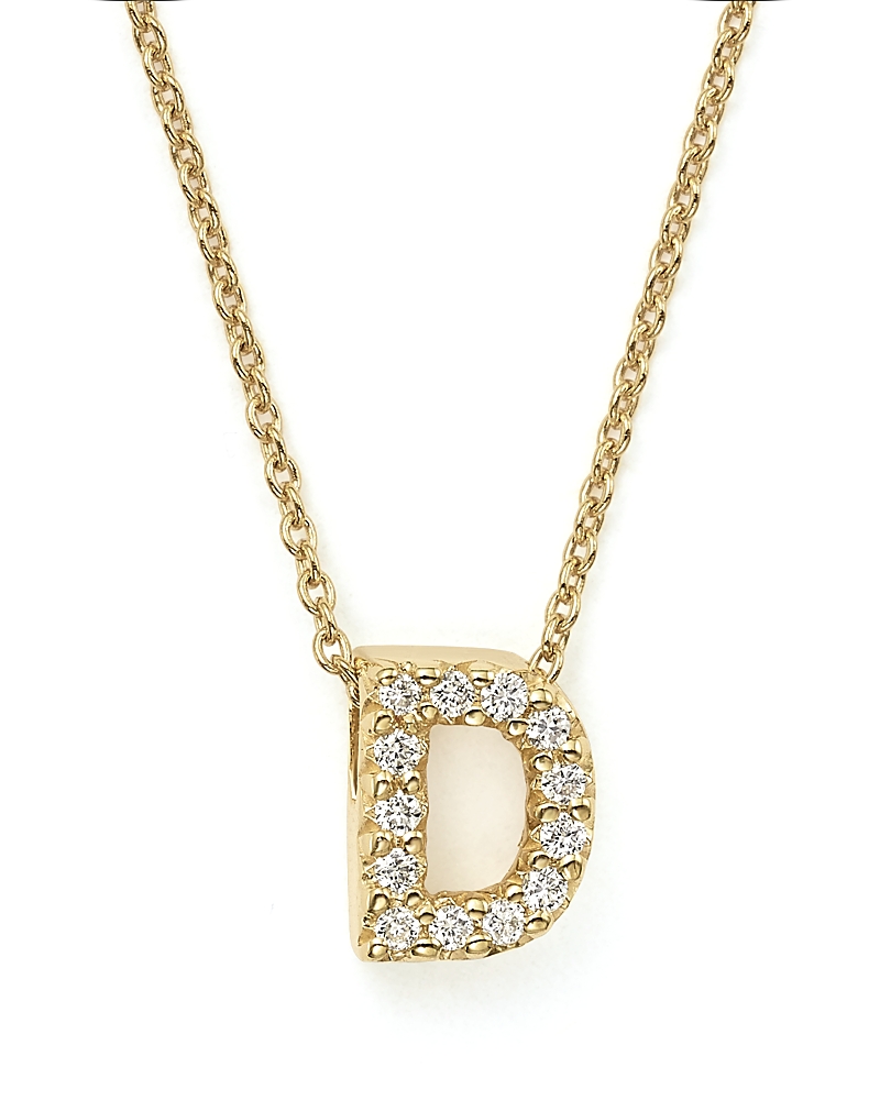 Roberto Coin 18K Yellow Gold and Diamond Initial Love Letter Pendant Necklace, 16