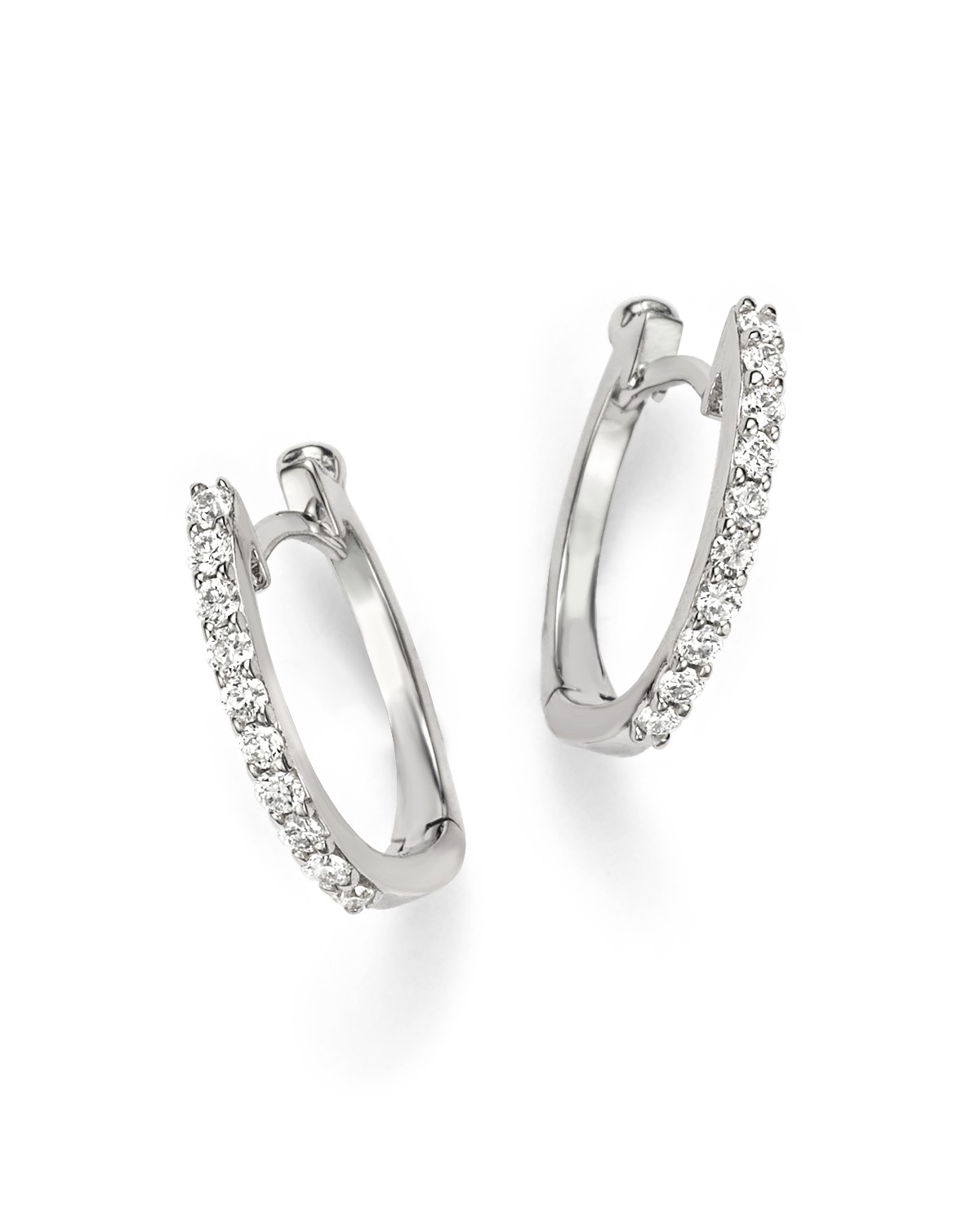 Roberto Coin 18K White Gold Small Diamond Hoop Earrings