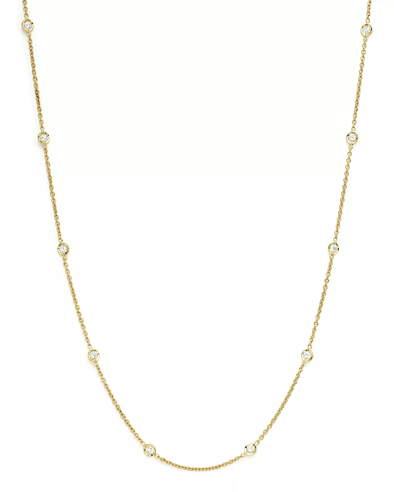 Roberto Coin 18K White or Yellow Gold Diamond Station Necklace, 16