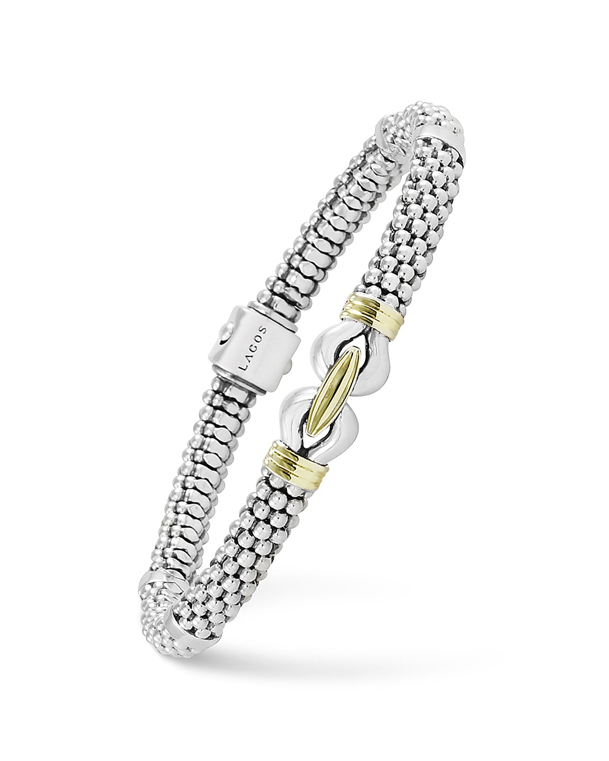 Lagos 18K Yellow Gold and Sterling Silver Derby Fluted Rope Bracelet