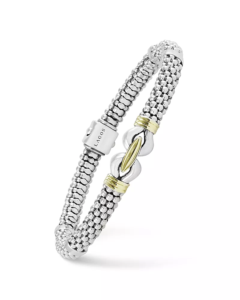 Lagos 18K Yellow Gold and Sterling Silver Derby Fluted Rope Bracelet