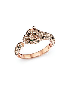 Bloomingdale's - Diamond and Tsavorite Panther Ring in 14K Rose Gold - 100% Exclusive