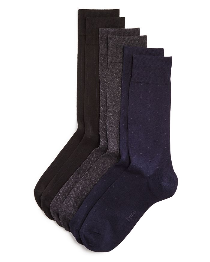 Polo Ralph Lauren Assorted Dress Socks, Pack Of 3 In Multi