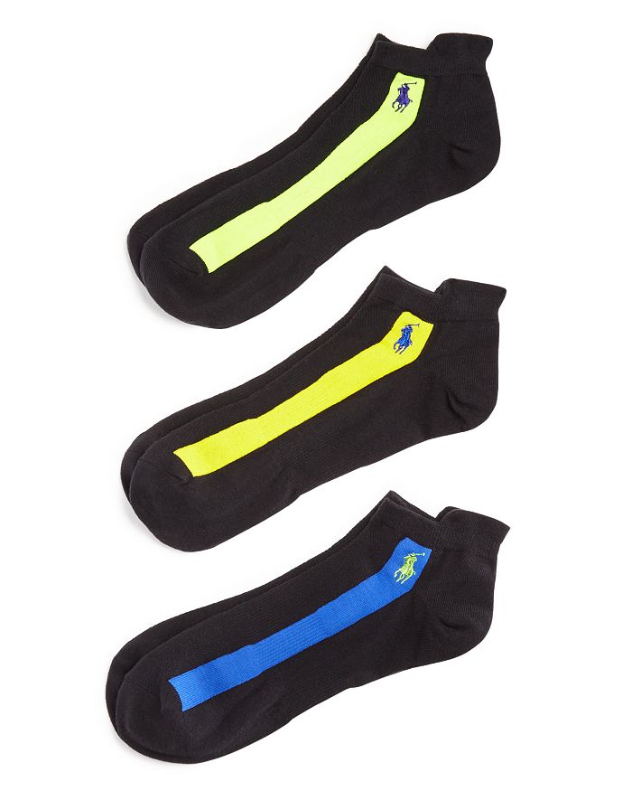 Shop Polo Ralph Lauren Technical Sport Low-cut Tab Socks, Pack Of 3 In Black Assorted