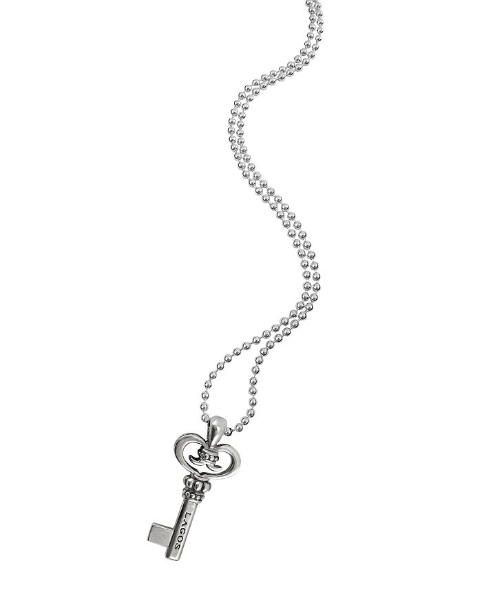 Shop Lagos Signature Sterling Silver Key Pendant Necklace, 34