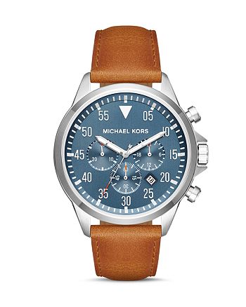 Michael Kors - Gage Leather Strap Watch, 45mm