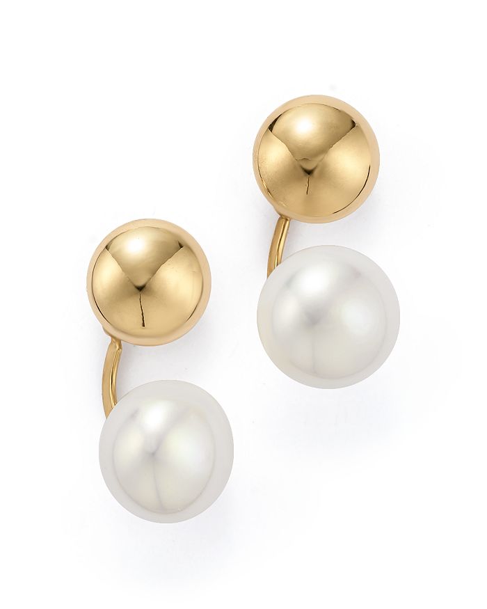 Bloomingdale's 14k Yellow Gold Ear Jackets With Cultured Freshwater Pearls